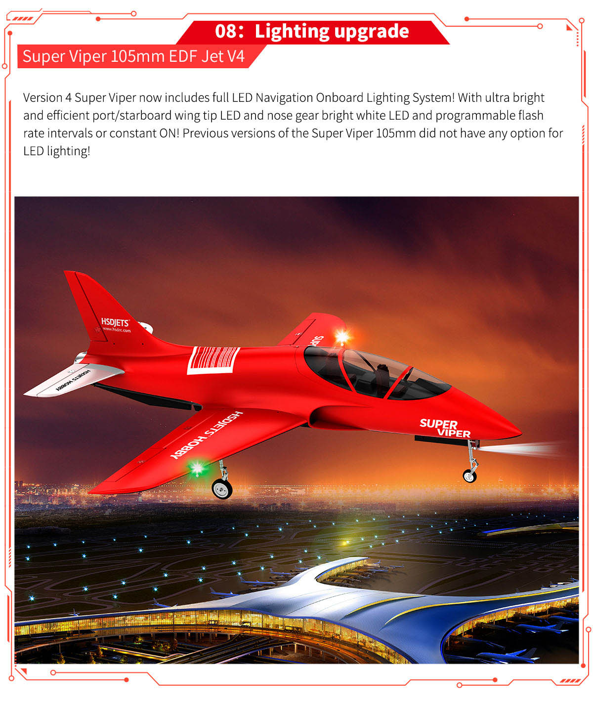 HSDJETS 105mm EDF Super Viper V4 Red-Electric Airplanes-HSDJETS
